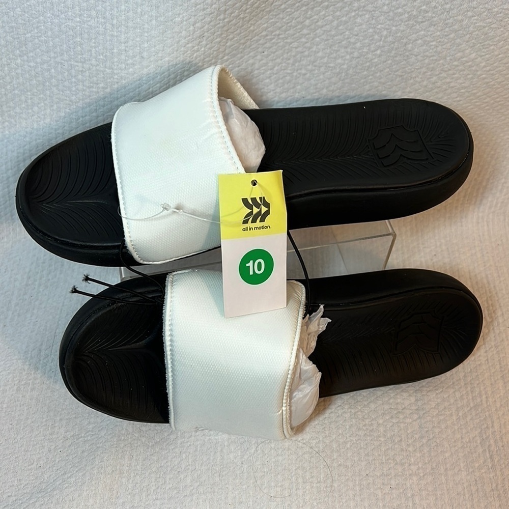 all in motion men’s slip on‎ white flip flop sandals size 10